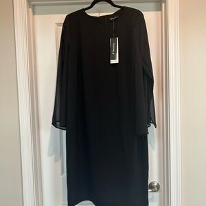 Elegant Black Women’s Dress with Sheer Sleeves